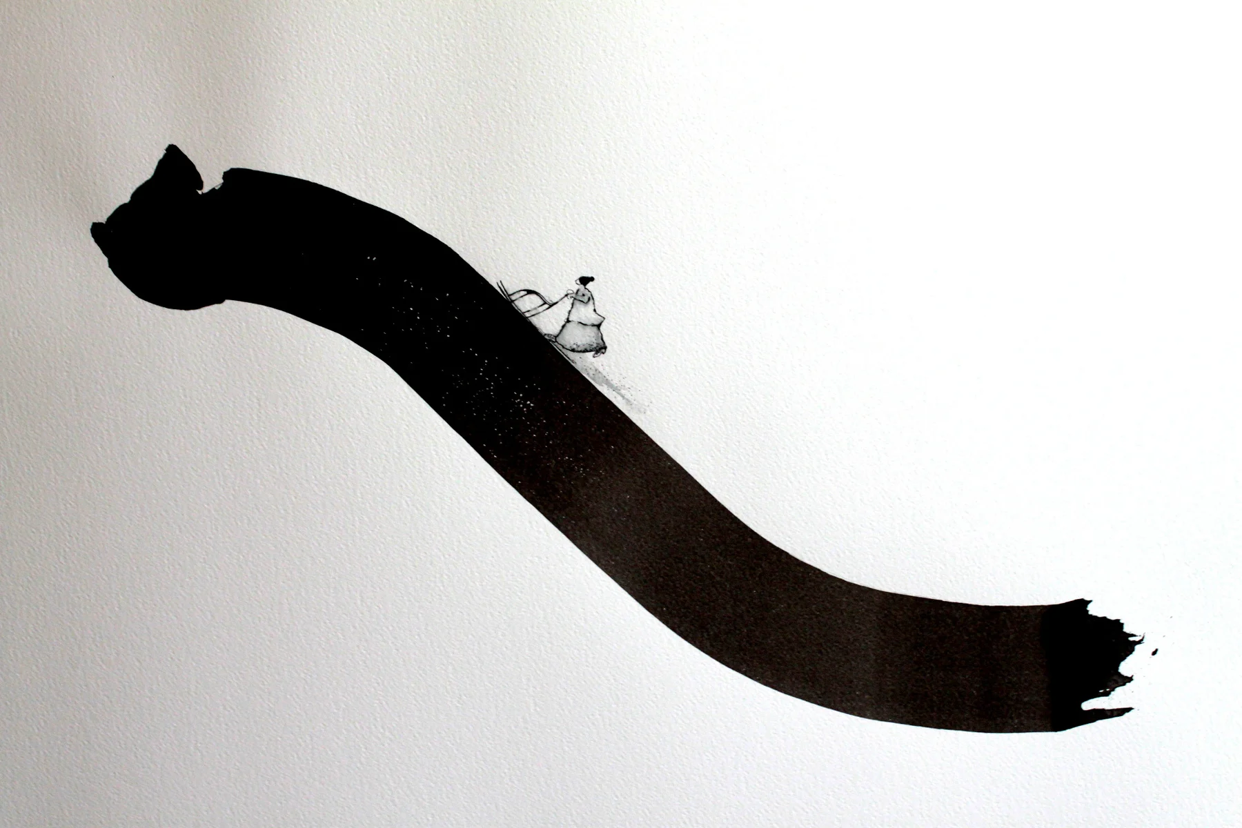 Granny going  uphill graphite and ink 2013