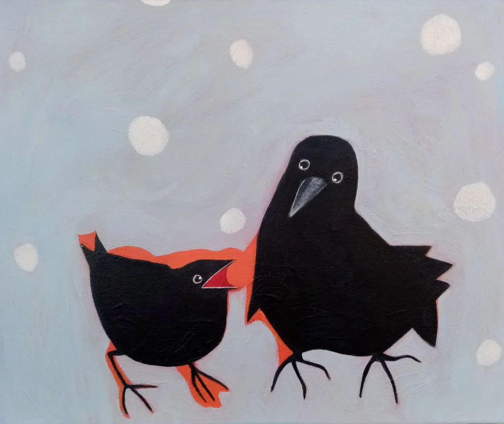 Jokelteleva variksenpoikanen, acrylic 2026