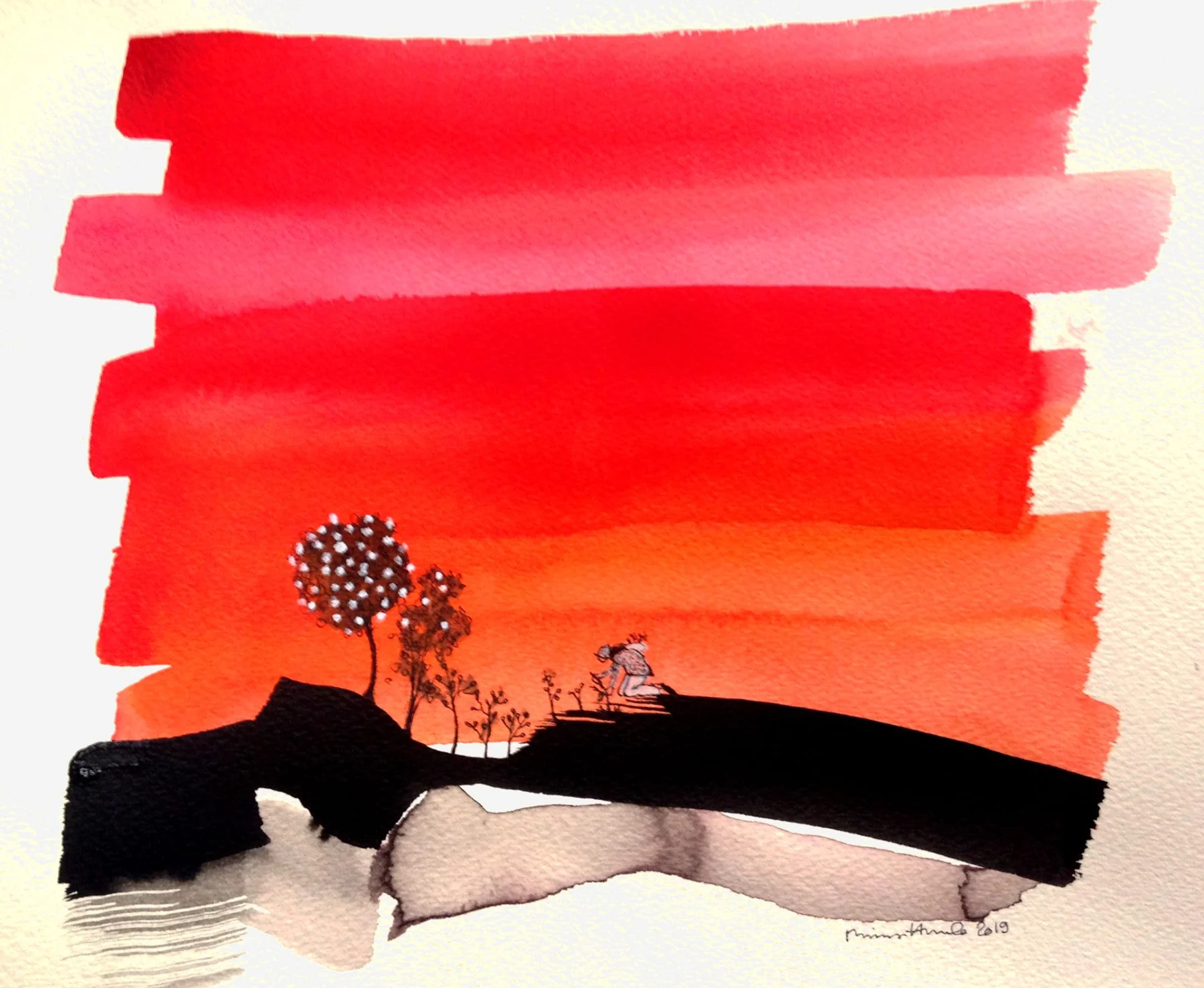 Planting trees, mixed media 2019